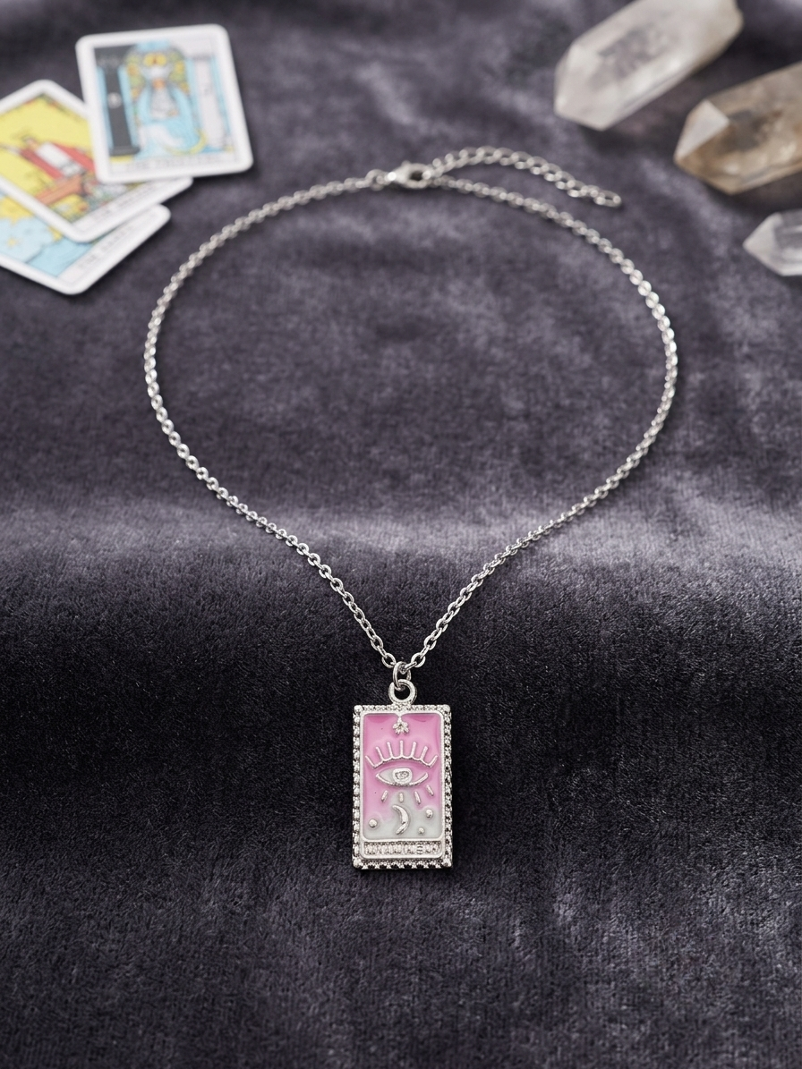 Pembe tarot kartı kolye